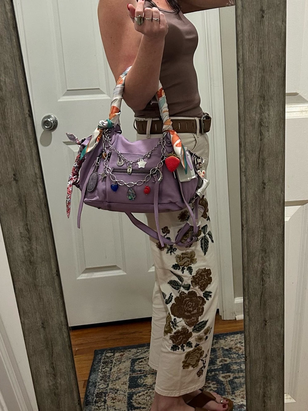 NWT We The Free Baby Emerson Tote in Lilac-All Bag Charms & Scarves Included - Picture 7 of 16